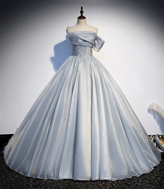 Light Satin Long Ball Gown Quinceanera Dresses