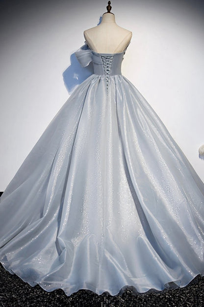 Light Satin Long Ball Gown Quinceanera Dresses