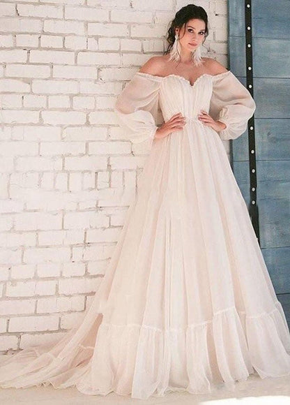 Bohemian Unique Sweetheart Long-Sleeve Wedding Dresses