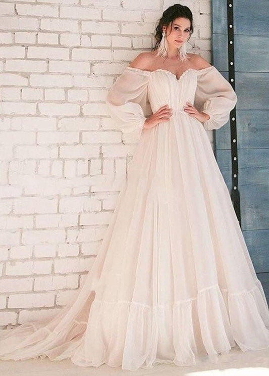 Bohemian Unique Sweetheart Long-Sleeve Wedding Dresses