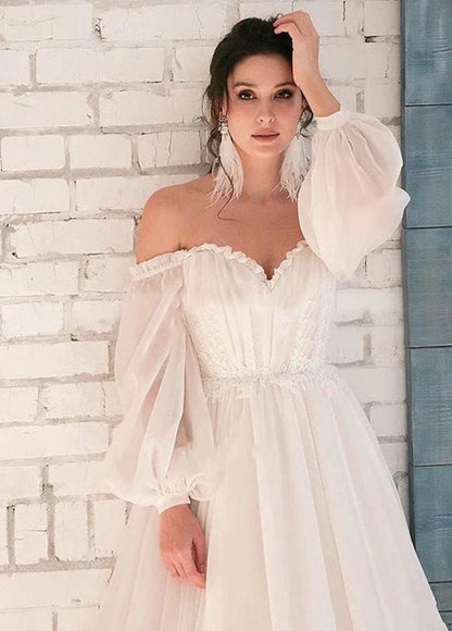 Bohemian Unique Sweetheart Long-Sleeve Wedding Dresses