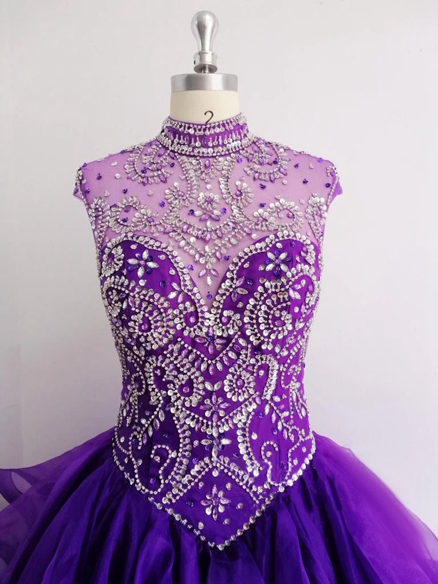 Organza High Neck Quinceanera Dresses Prom Dresses