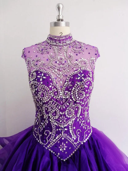 Organza High Neck Quinceanera Dresses Prom Dresses