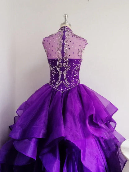Organza High Neck Quinceanera Dresses Prom Dresses