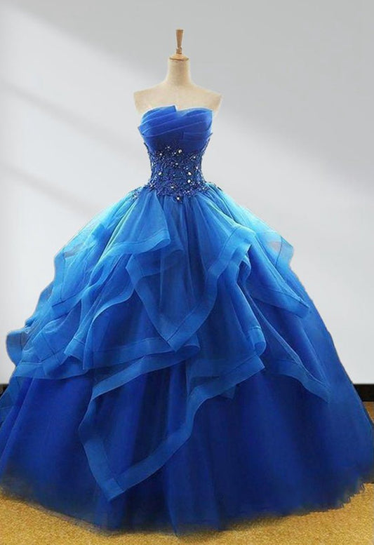 Quinceanera Dresses Organza Lace Applique Prom Dresses