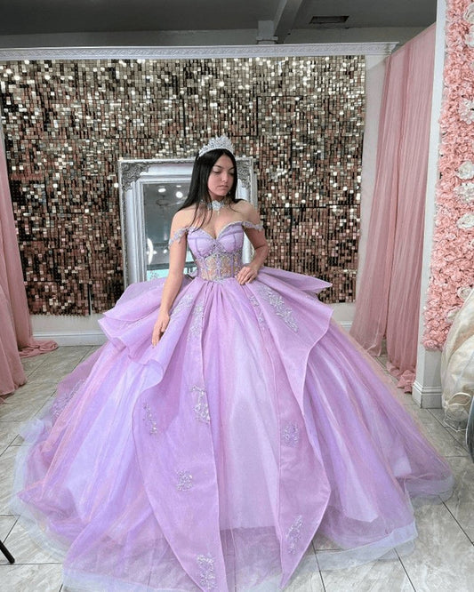 Off the Shoulder Tulle Ball Gown Quinceanera Dresses