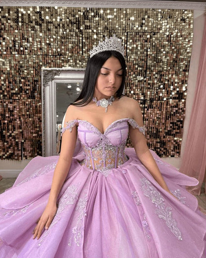 Off the Shoulder Tulle Ball Gown Quinceanera Dresses