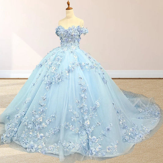 Lace Princess Appliqued Quinceanera Dresses