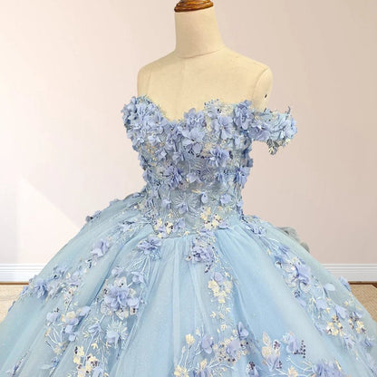 Lace Princess Appliqued Quinceanera Dresses
