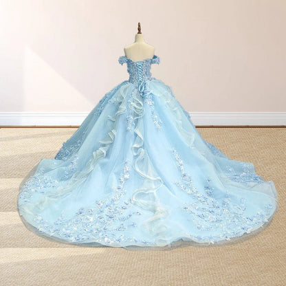 Lace Princess Appliqued Quinceanera Dresses