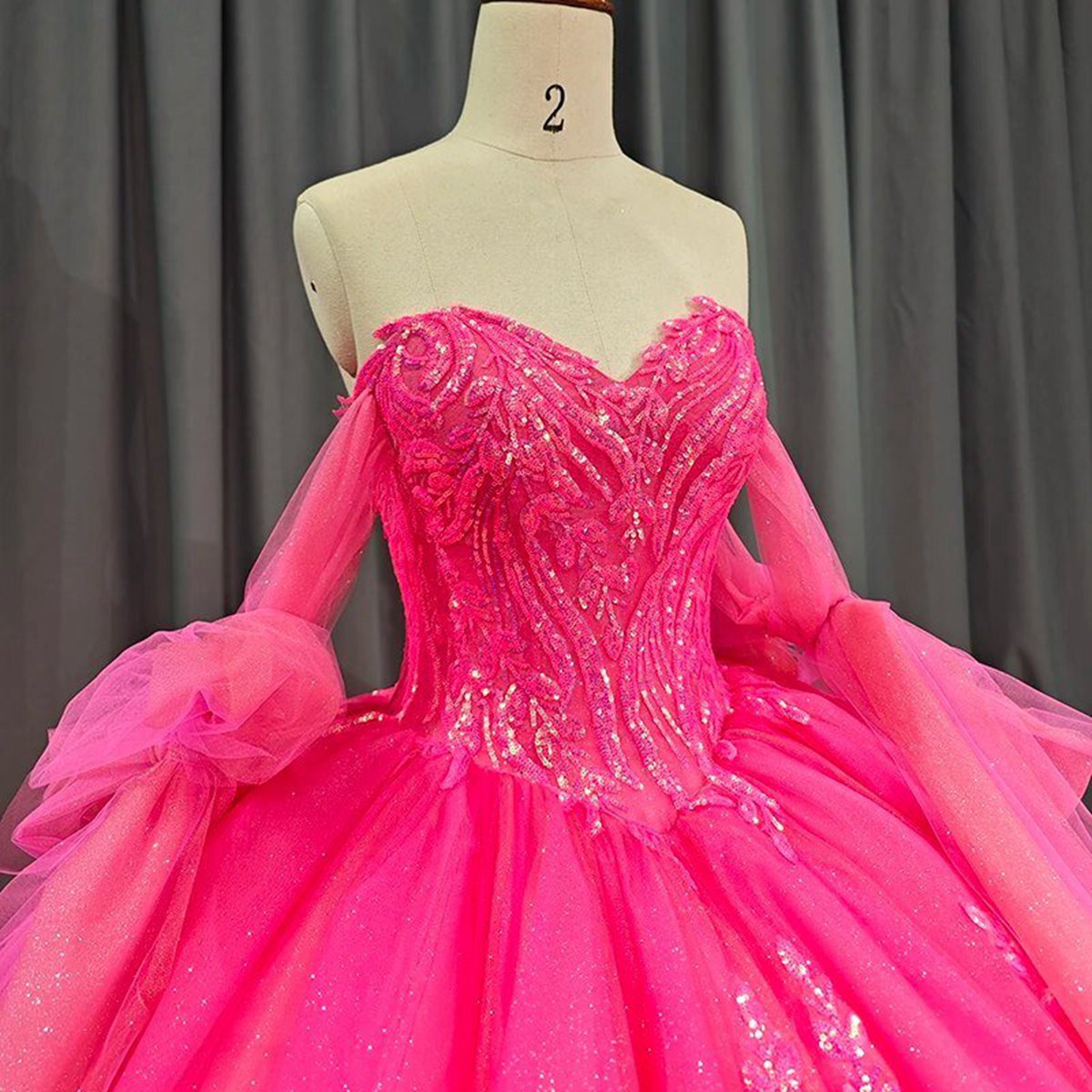 Lace Sequins Ball Gown Quinceañera Dresses