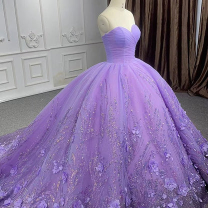 A-line Lace Sweetheart with Corset Back Quinceanera Dresses