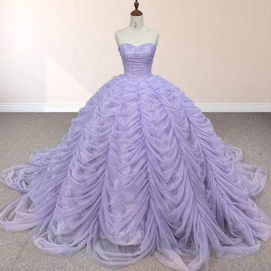 Organza Ball Gown Sweetheart Pleats Party Dresses