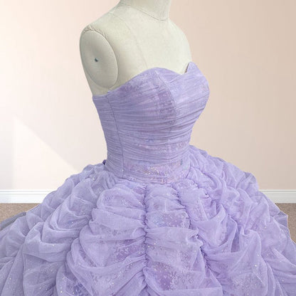 Organza Ball Gown Sweetheart Pleats Party Dresses
