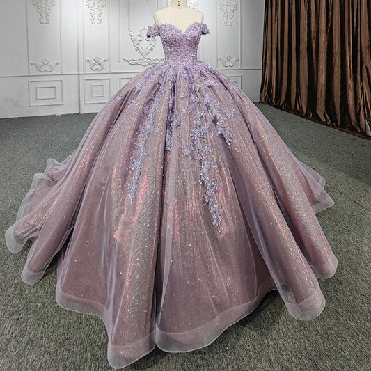 Off-the-Shoulder Quinceanera Dresses with Flower