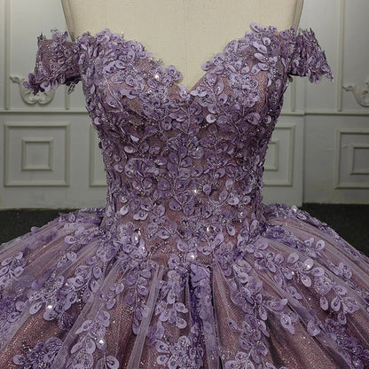Off-the-Shoulder Quinceanera Dresses with Flower