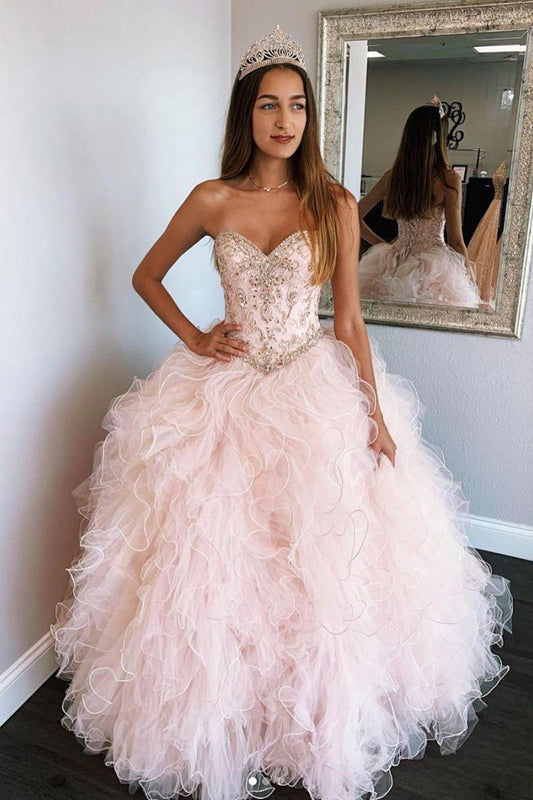 Sweetheart Sleeveless Tulle Prom Dresses