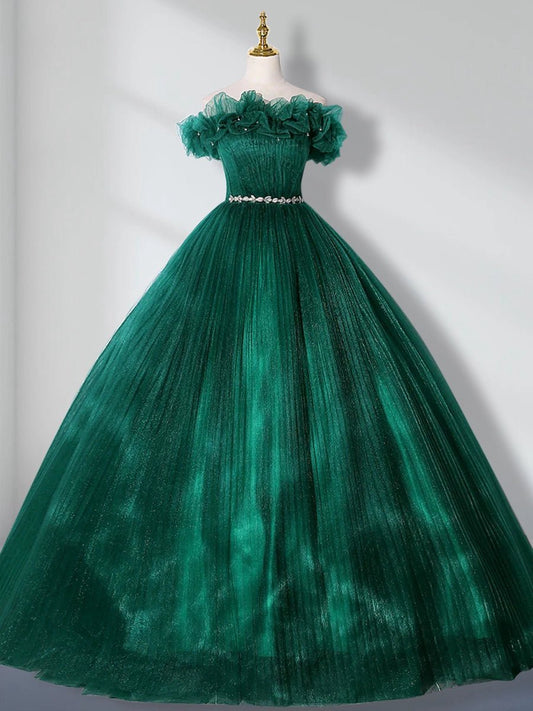 Off Shoulder Tulle Long Quinceanera Dresses