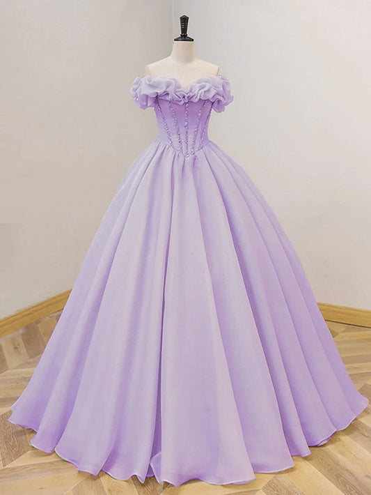 A-line Off Shoulder Long Prom Dresses Dresses
