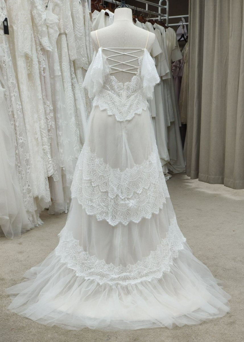 Bohemian Beach Spaghetti Straps Backless Wedding Dresses