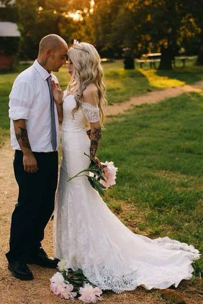 Tulle Satin Bowed Lace Zipper Wedding Dresses