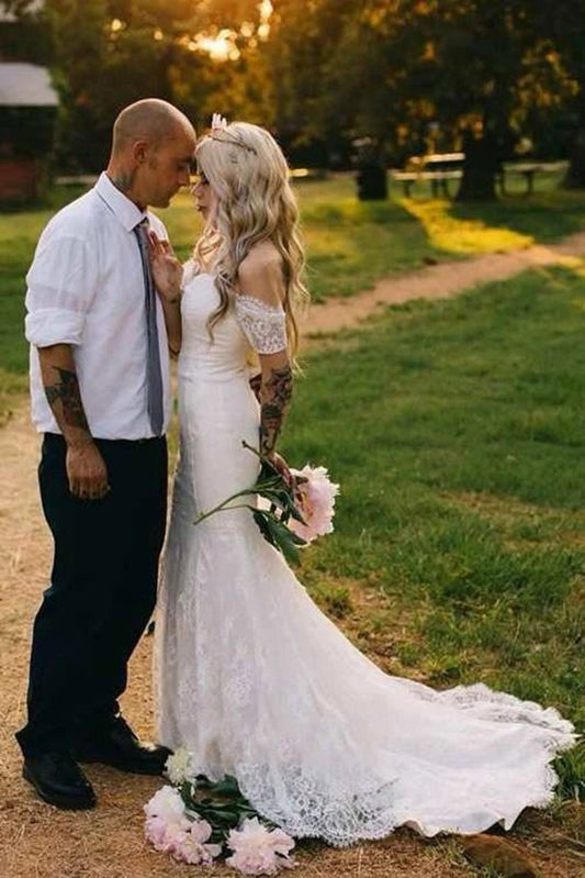 Tulle Satin Bowed Lace Zipper Wedding Dresses