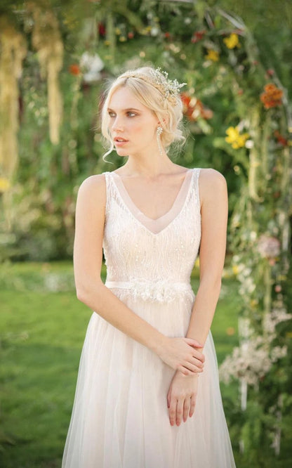 Chiffon Tulle Lace Weddig Dresses with Beading Sequins