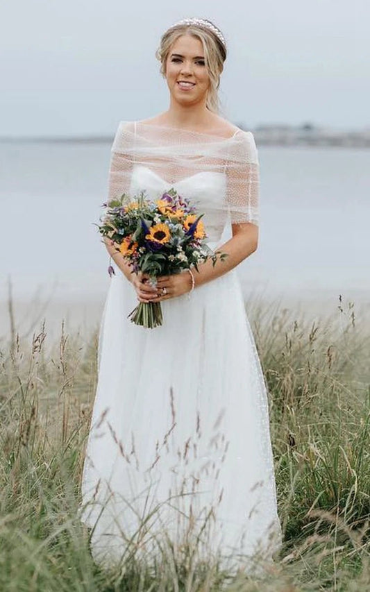 Elegant A-line Chiffon Wedding Dresses with Cowl Neckline And Zipper Back