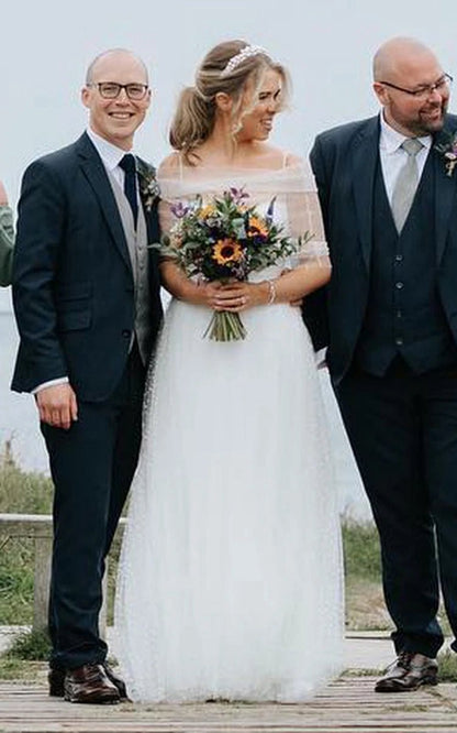 Elegant A-line Chiffon Wedding Dresses with Cowl Neckline And Zipper Back