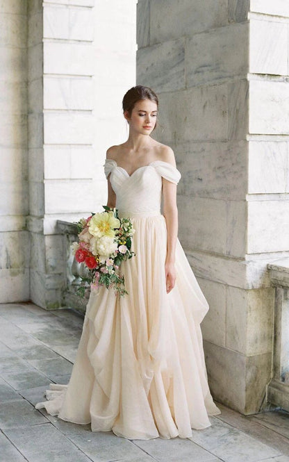 Off-The-Shoulder Drped Floor-Length Criss Cross Dresses