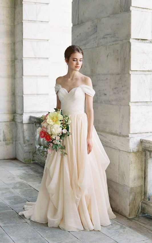 Off-The-Shoulder Drped Floor-Length Criss Cross Dresses
