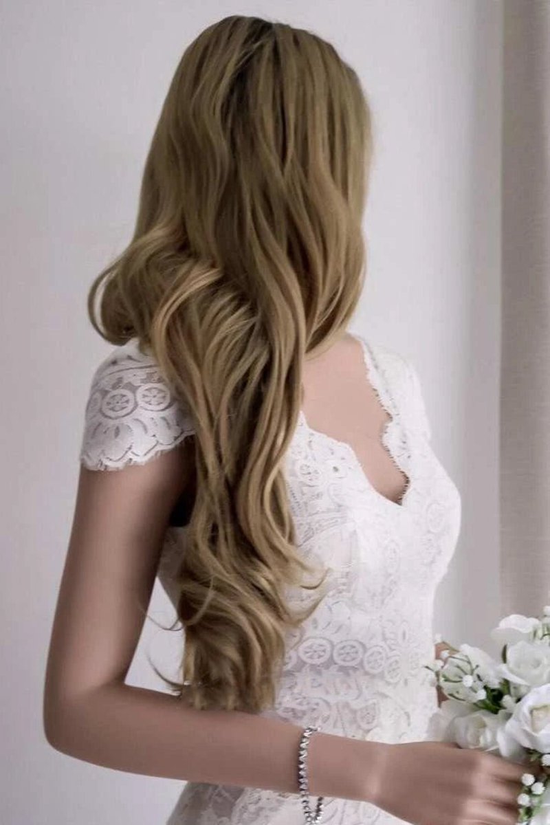Cap Sleeve Satin Lace Split Mermaid Wedding Dresses