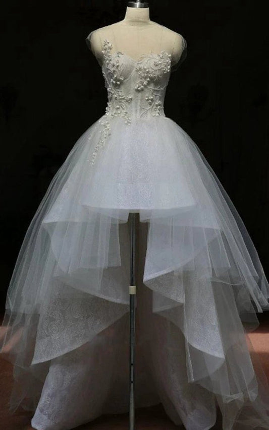 Mini High Neck Sleeveless Bell Beading Zipper Keyhole Tulle Lace Dresses