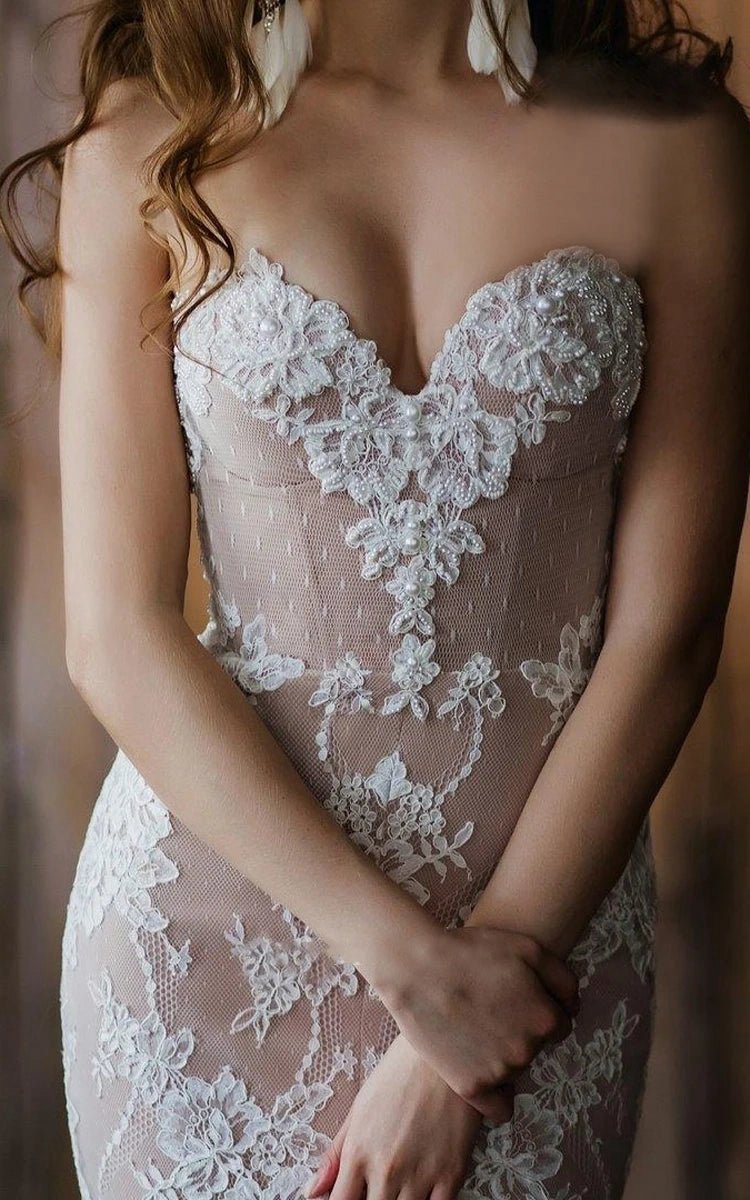 Detachable Floral Princess A-line Boho Lace Wedding Dresses Elegant Chic Sweetheart Court Train Ball Gown