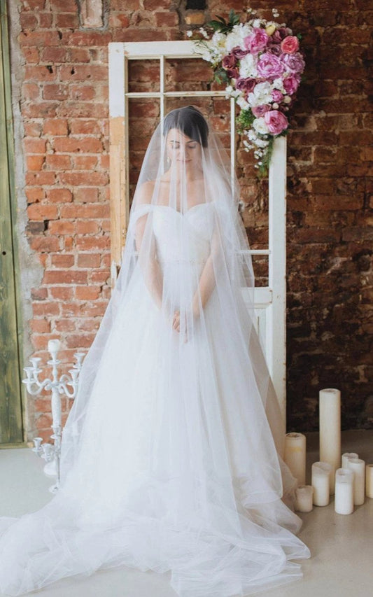 Off-The-Shoulder Tulle Ball Gown Sweep Train Dresses