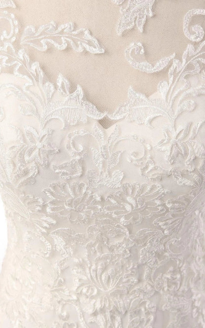 Mermaid Long Sleeve Lace Dresses with Embroideries Illusion