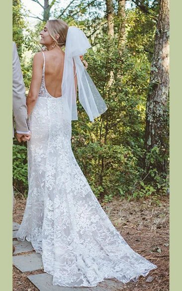 Bohemian Full Body Lace Mermaid Hip Wrap Wedding Dresses Spaghetti Straps with Backless