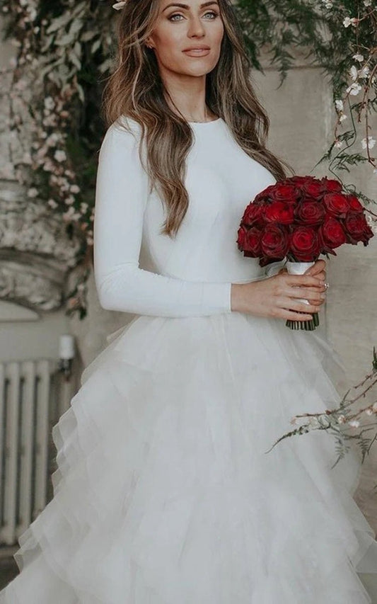 Spandex and Organza Low-V Back Wedding Dresses with Court Train