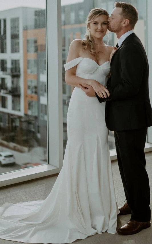 Mermaid Detachable Straps Elegant Satin Classic Trailing Wedding Dresses