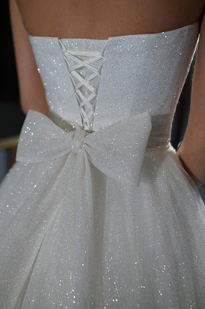 A-line Sweetheart Sparkly Bohemian Wedding Dresses Bridal Gown