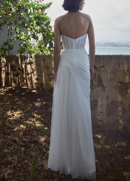 Sheath Sweetheart Tulle Wedding Dresses with Split Front
