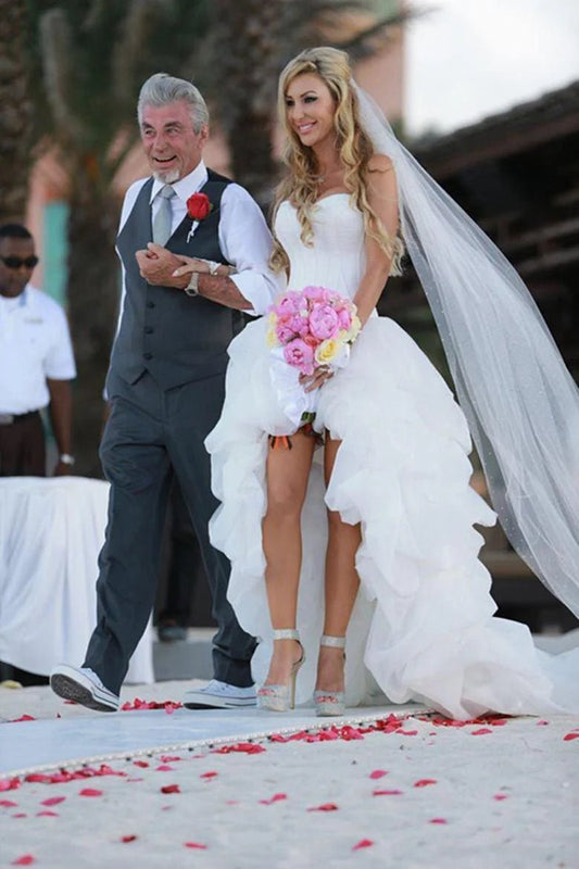 Gorgeous Beach Short Organza Sweetheart Asymmetrical Wedding Dresses