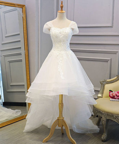 Lace Tulle High Low Long Wedding Dresses