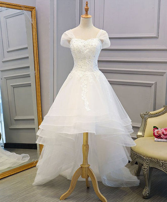 Lace Tulle High Low Long Wedding Dresses