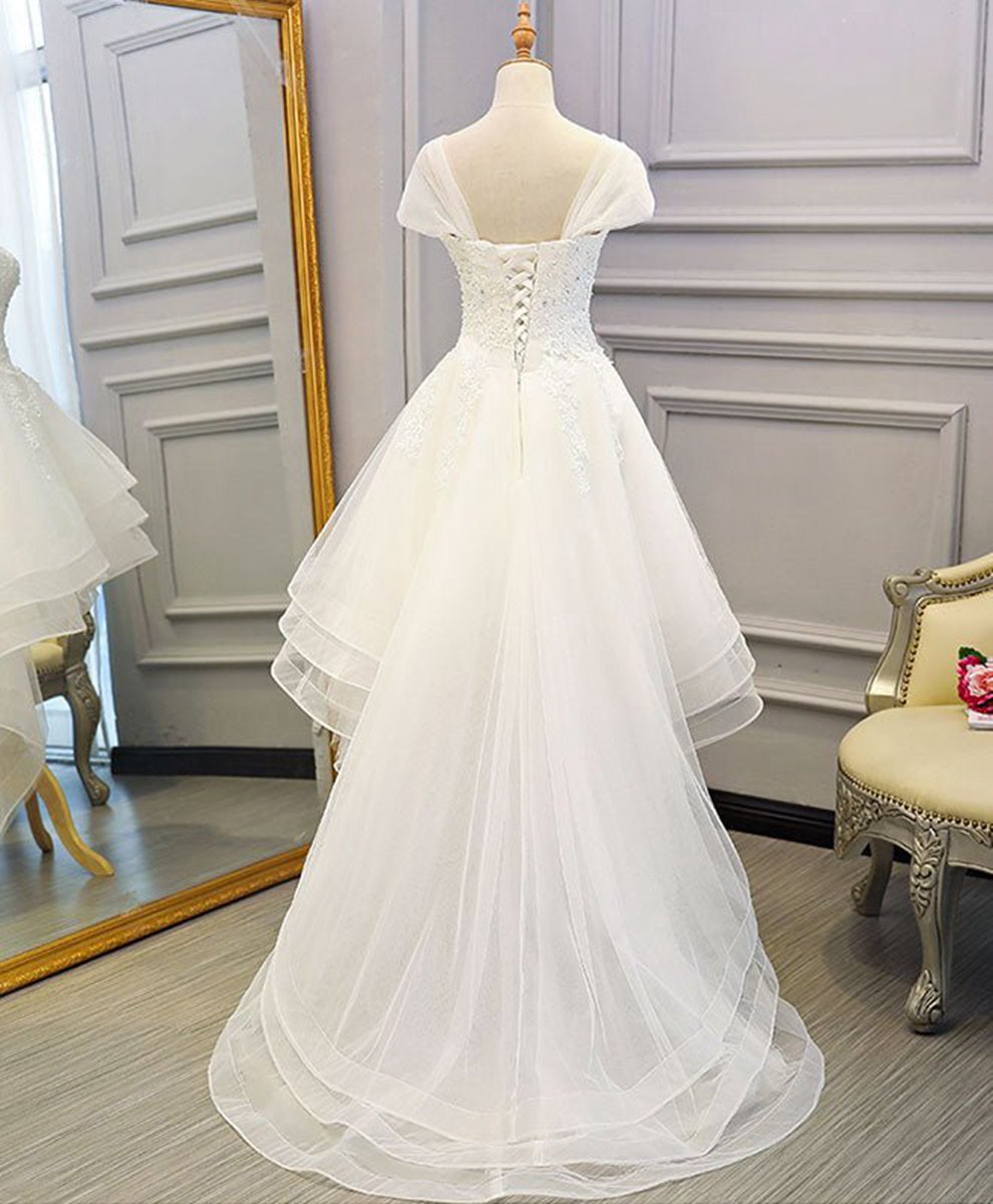 Lace Tulle High Low Long Wedding Dresses