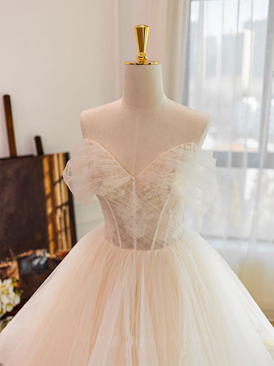 Tulle Lace Wedding Dresses with Sweep Train