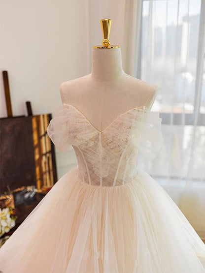 Tulle Lace Wedding Dresses with Sweep Train