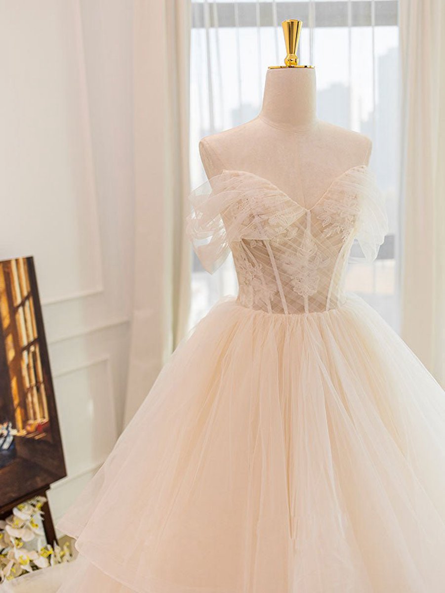 Tulle Lace Wedding Dresses with Sweep Train
