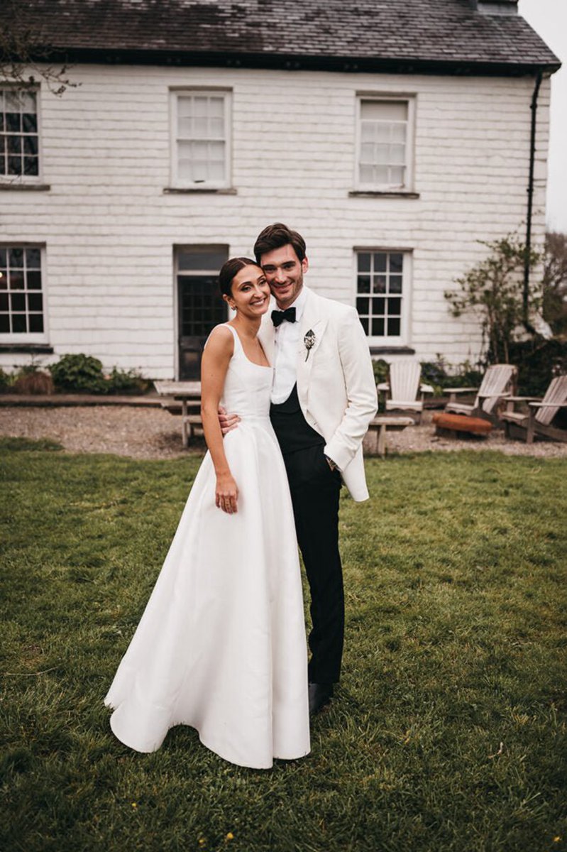 Simple A-line Square Neck Satin Wedding Dresses