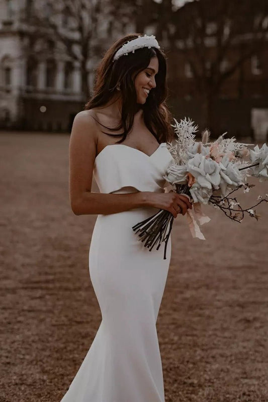 Simple Mermaid Sweetheart Satin Wedding Dresses
